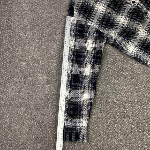 Orvis Flannel Shirt Jacket Shacket Men's Large Gray Black Shadow Plaid Check - Picture 12 of 13